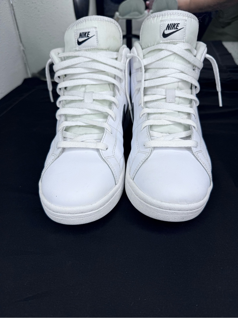 Nike White High-Top Sneakers with Black Swoosh Accent - Picture 6 of 10
